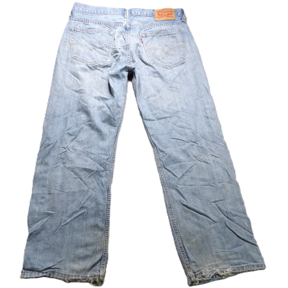 Levis 569 Loose Straight Jeans Men W33 L30 Light Wash Distressed Faded Denim Y2K